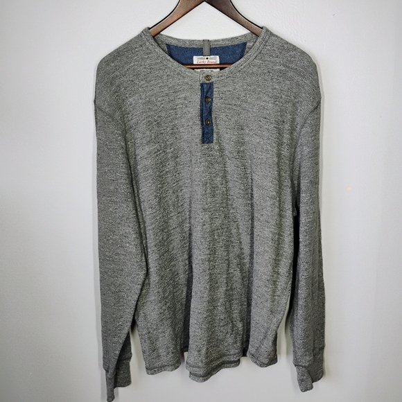 Lucky Brand Henley Shirt Mens XXL Gray Waffle Knit Thermal Outdoors Classic - Picture 10 of 10